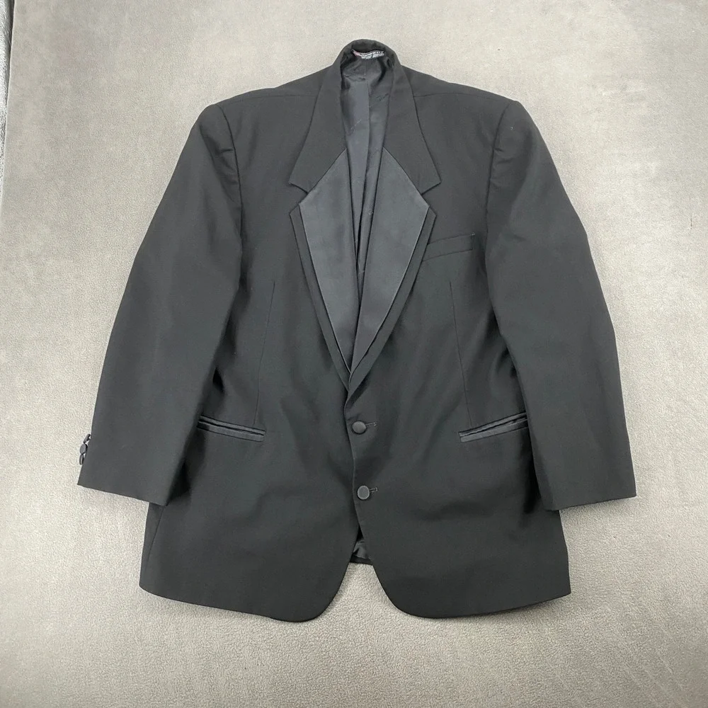 Oscar de la Renta Formal Mens Black Tuxedo Jacket Peak Lapel Blazer USA 6811